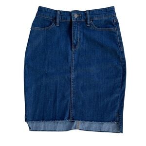 BANANA REPUBLIC WOMENS DENIM BLUE JEAN PENCIL SKIRT RAW HEM SIZE 25/0